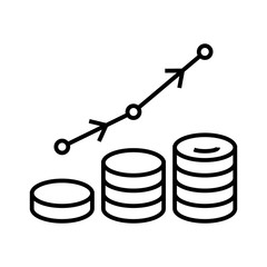 Income rising line icon, concept sign, outline vector illustration, linear symbol.