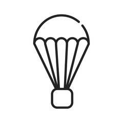 Parachutism black line icon on white background. Extreme. Flying in the sky with a parachute. Pictogram for web page, mobile app, promo. UI UX GUI design element. Editable stroke.