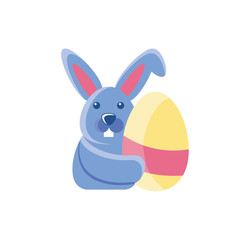 cute rabbit with easter egg icon, colorful and flat style design