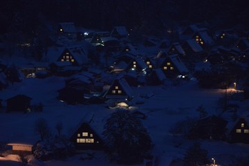 night landscape in Shirakawago,Gifu