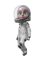 boy the astronaut explorer in white background