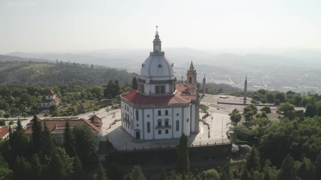 Santuario Sameiro Sanctuary drone aerial view in Braga, Portugal