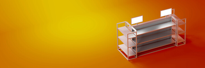 Blank gondola display, one isolated, original 3d rendering and design style © tostphoto