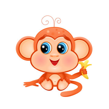 cute illustration of a cartoon cute monkey. vector icon, funny flat icon for baby, mascot, african animal, cub, big eyes, furry tail Stock Vector | Adobe Stock cute illustration of a cartoon cute monkey. vector icon, funny flat icon for baby, mascot, african animal, cub, big eyes, furry tail Stock Vector | Adobe Stock