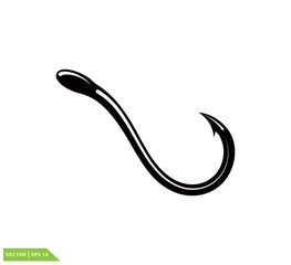Fish hook icon vector logo template flat style