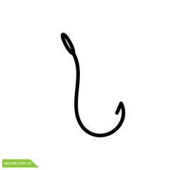 Fish hook icon vector logo template flat style