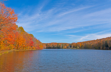 Fototapeta premium Calm Lake on a Sunny Autumn Day
