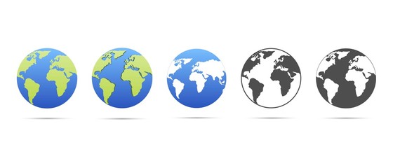 Vector planet Earth icon. Differents style of planets, Flat planet Earth icon.