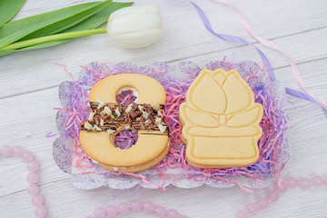 Delicious pastry numbers 8 for the holiday of March.