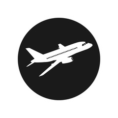 Vector airliner icon. Black and white. Simply change.