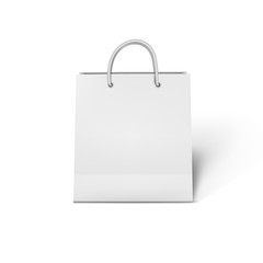 White Shopping Bag with Handles Up Vector Illustration
