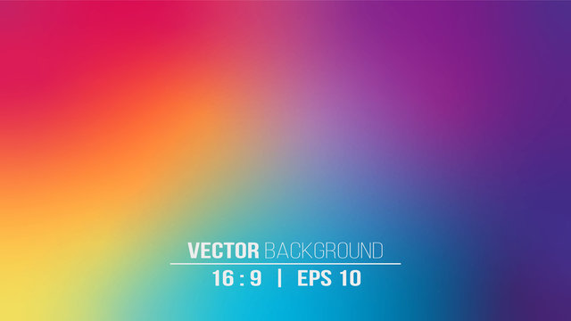 Abstract blurred gradient background in bright rainbow colors. Colorful smooth banner template. EPS10 without transparency.