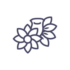 beautiful flower and roses icon, line style design