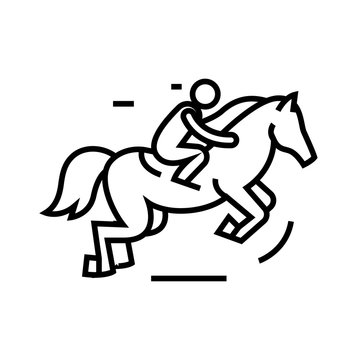 Horse riding line icon, concept sign, outline vector illustration, linear symbol.