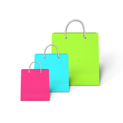  Vector Green, Blue and Pink Paper Shopping Bag