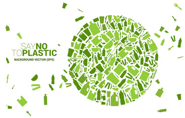Circle shape from plastic package and product icon. background for take care and save the environment. Say no to plastic
