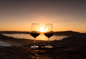 Red wine at sunset, Palm Beach, Australia