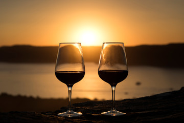 Red wine at sunset, Palm Beach, Australia