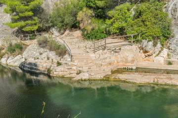 Fototapeta na wymiar River landscape Sanctuary of La Fontcalda, Catalonia, Tarragona, Spain.