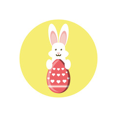 cute bunny with easter egg, block style design