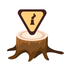 tree stumps showing deforestation on white background