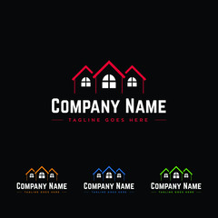 Three houses real-estate logo template