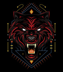 Obraz premium Red wolf logo, the wolves illustration.