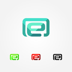 Letter E shape information technology logo vector template 