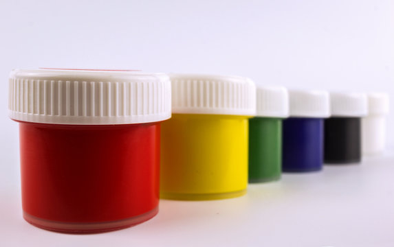 paints for drawing by a brush, colors of a rainbow. drawing.