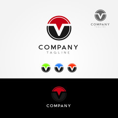 Letter V shape circle logo vector