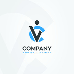 CV, C and V letters personal curriculum vitae logo
