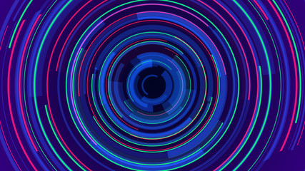 Circle neon lines technology Hi-tech blue background. Abstract graphic digital future concept design.