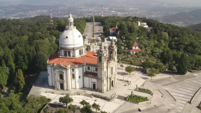 Sameiro Sanctuary drone aerial view in Braga, Portugal