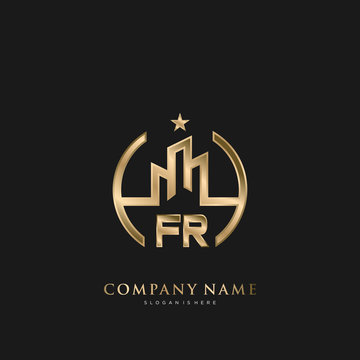 FR Initial Letter Real Estate Luxury house Logo Vector for Business, Building, Architecture