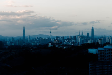 Skyline of Kuala Lumpur, Malaysia, view from Cheras