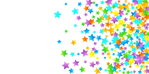 Obraz premium Rainbow Festive Confetti. Carnival Star Falling.