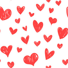 Heart doodles seamless pattern