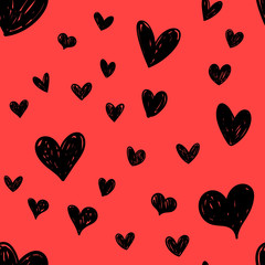 Heart doodles seamless pattern