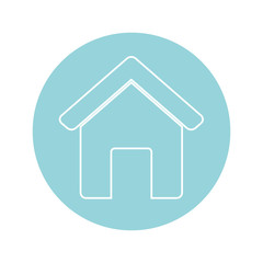 house icon over blue circle and white background