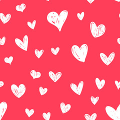 Heart doodles seamless pattern