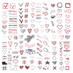 Set chalk vector textures. hand drawn elements.