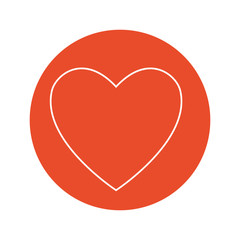 heart icon over red circle and white background