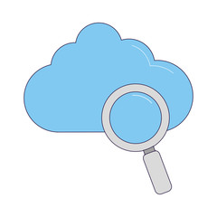 cloud and magnifying glass icon, colorful design