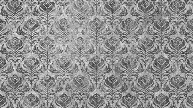 Swirl Damask Wallpaper Pattern, background grunge texture, grayscale concrete grunge version