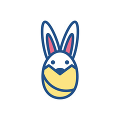 easter egg with cute bunny head, colorful and line style design