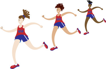 USA Women Olympic Runners Illustration