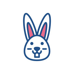 cute rabbit head icon, colorful and line style design