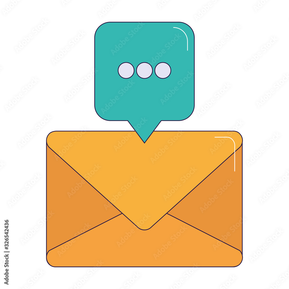 Poster speech bubble and envelope icon, colorful design