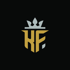 Initial Letter KF with Shield King Logo Design