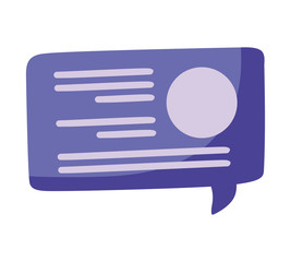 purple speech bubble icon, colorful design